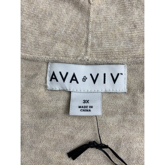 Ava & Viv Womens Neutral Beige Oatmeal Color Open-Front Cardigan Plus Size 3X - Picture 6 of 14